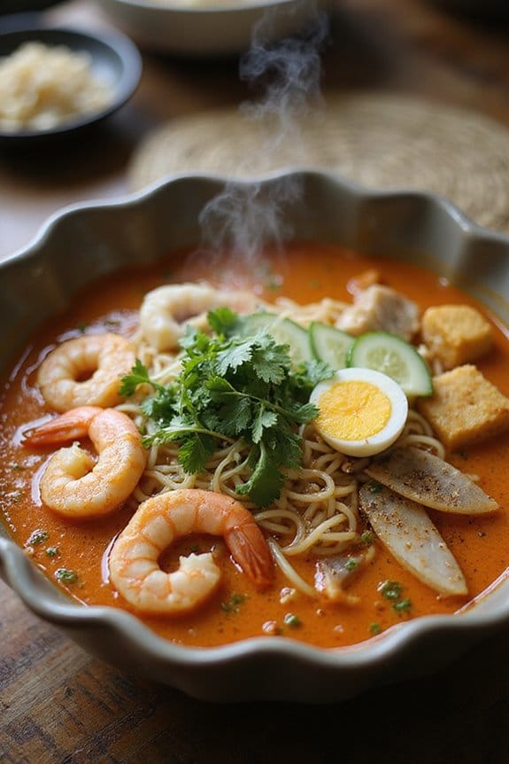 aromatic seafood laksa preparation