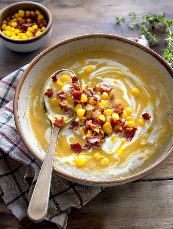 bacon filled comforting corn chowder