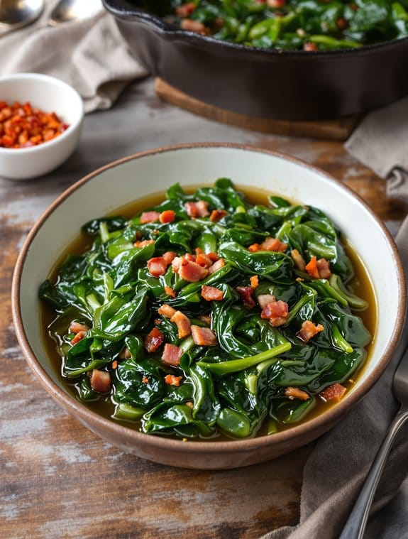 bacon infused collard greens dish