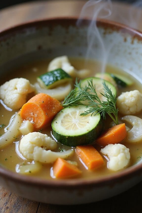 chunky vegetable soup preparation