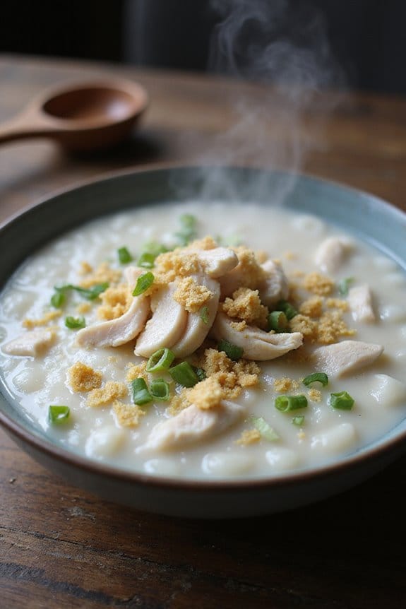 comforting chicken garlic congee