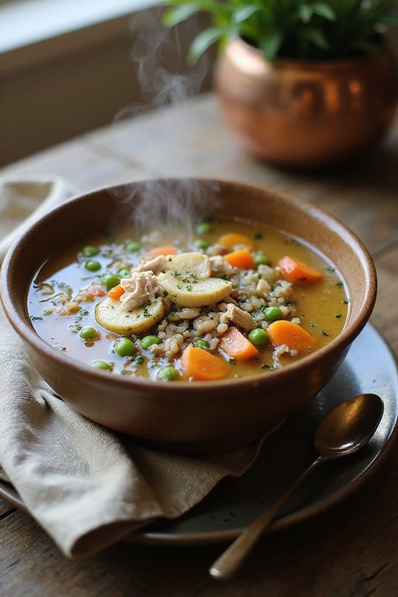 comforting chicken wild rice soup