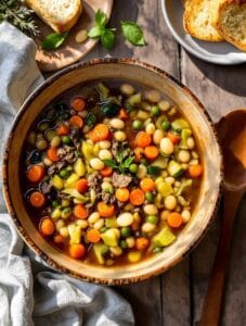 comforting vegetable beef soup