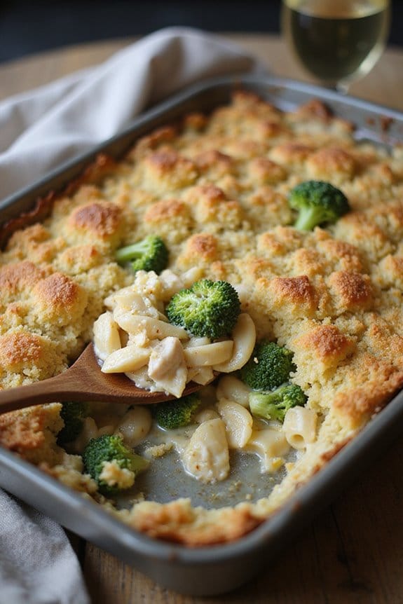 cozy chicken broccoli ziti bake