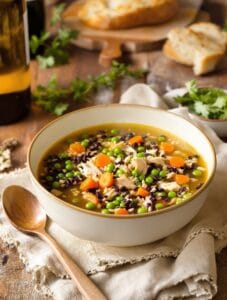 cozy chicken rice soup