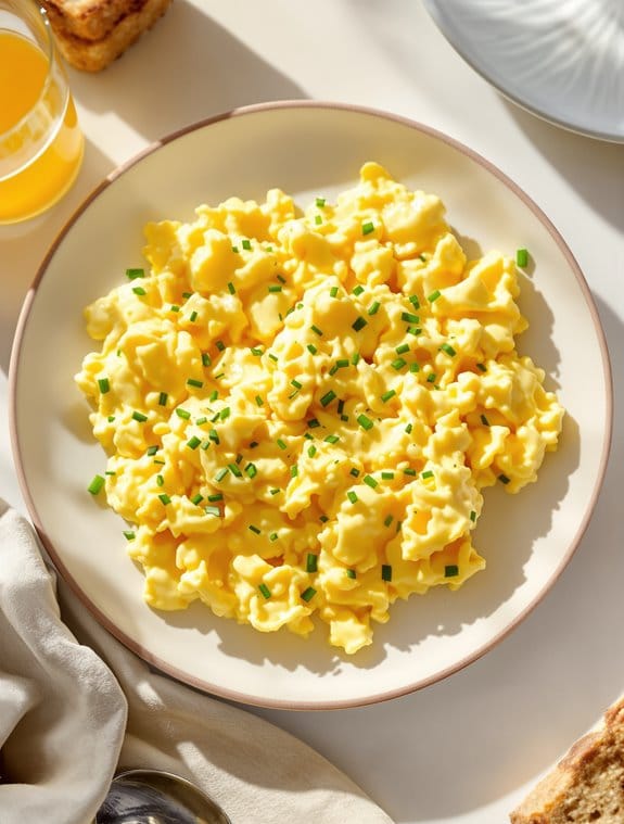 creamy double boiler scrambled eggs