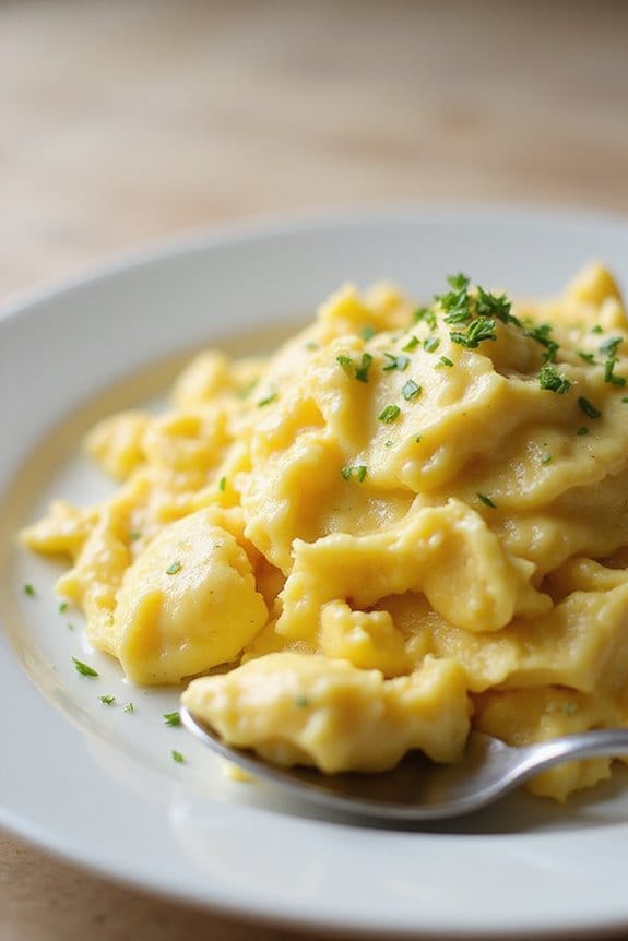 creamy double boiler scrambled eggs