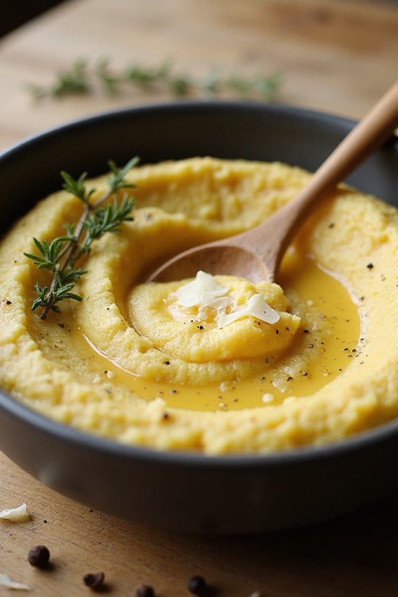 creamy garlic polenta preparation