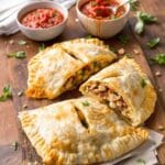 crispy sausage filled phyllo calzone