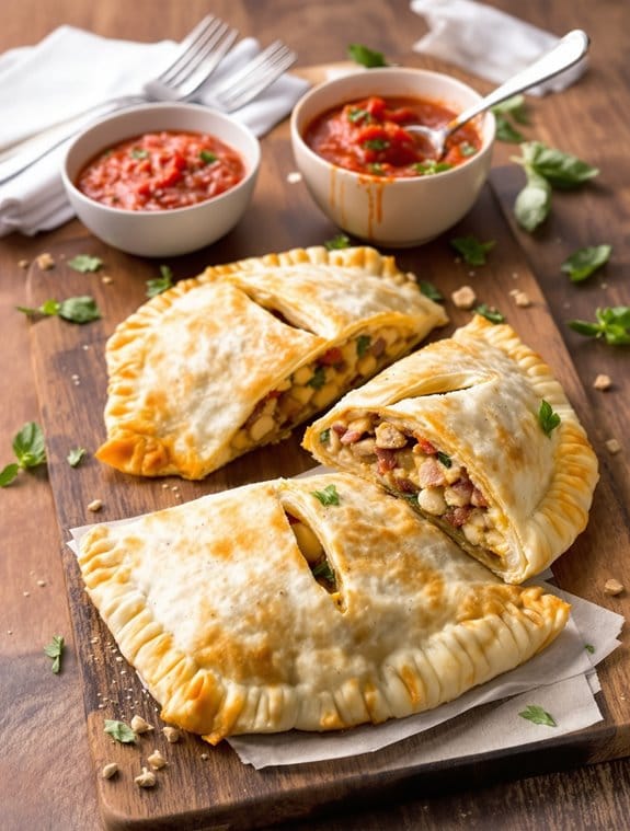 crispy sausage filled phyllo calzone