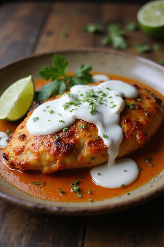fiery chicken with creamy sauce