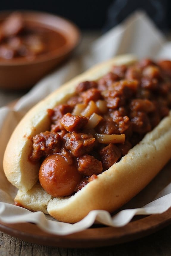 flavorful simmered hot dog chili