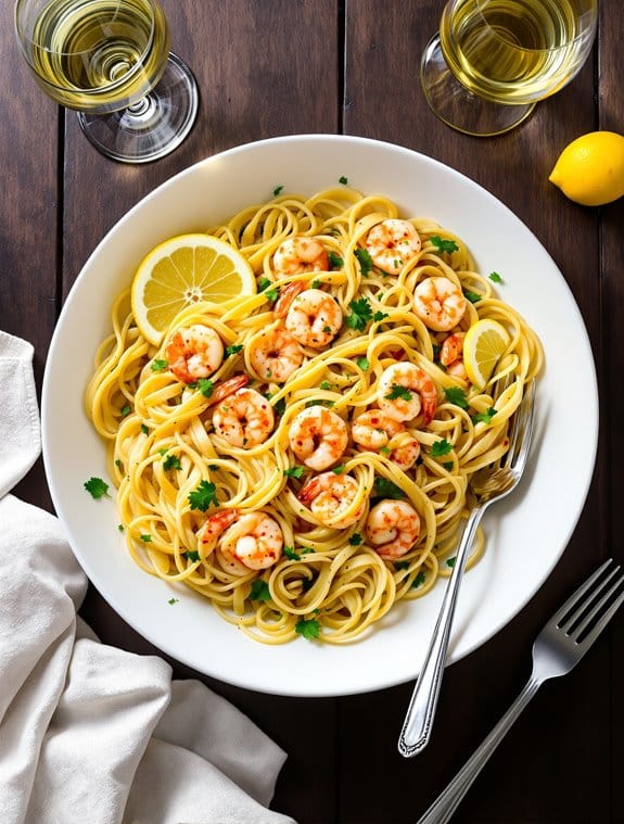 garlic butter shrimp linguine