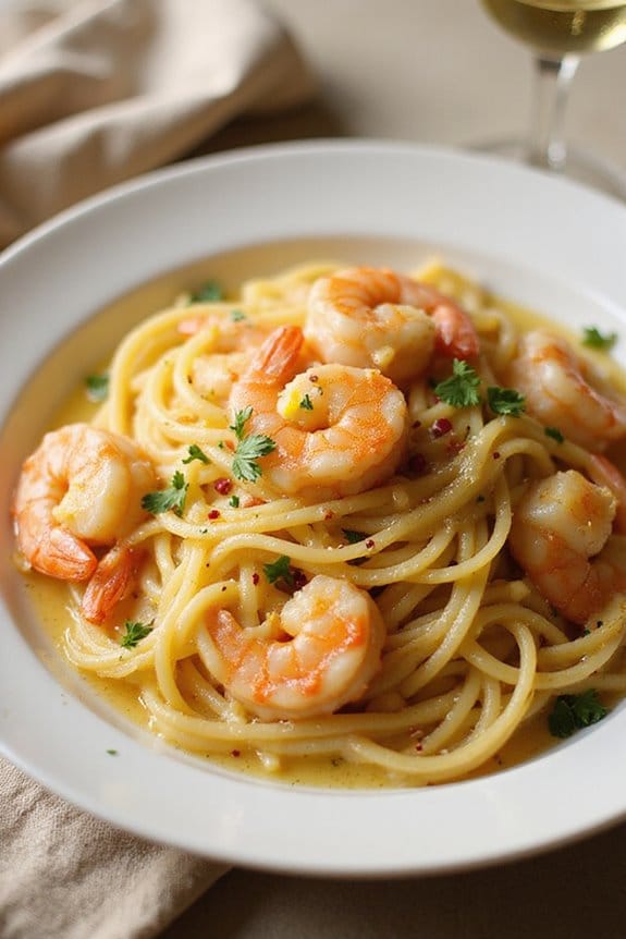garlic butter shrimp linguine