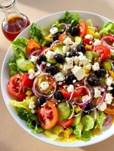 greek salad with herb dressing