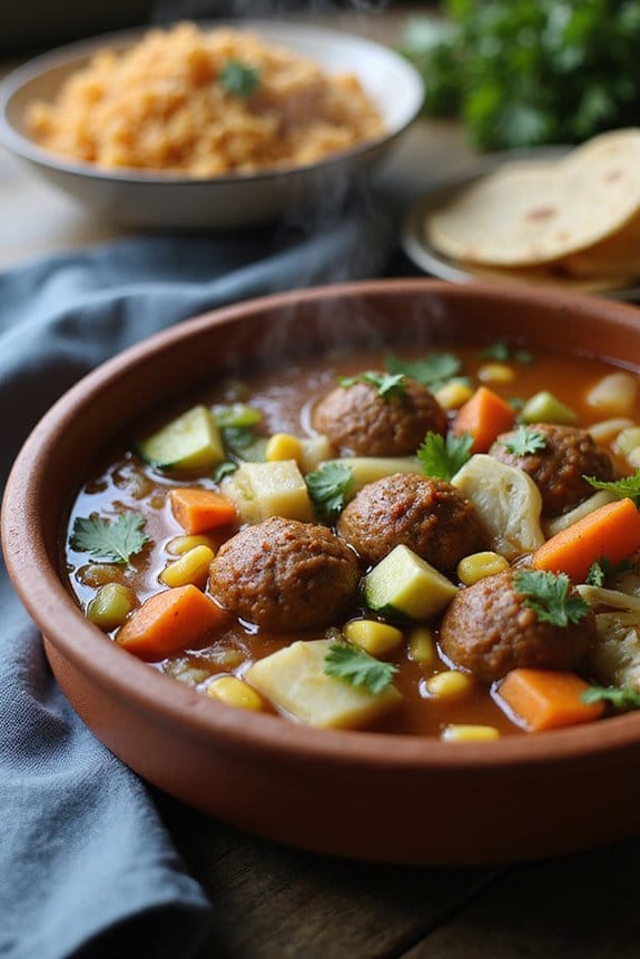 hearty albondigas with vegetables