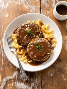 hearty steak with gravy