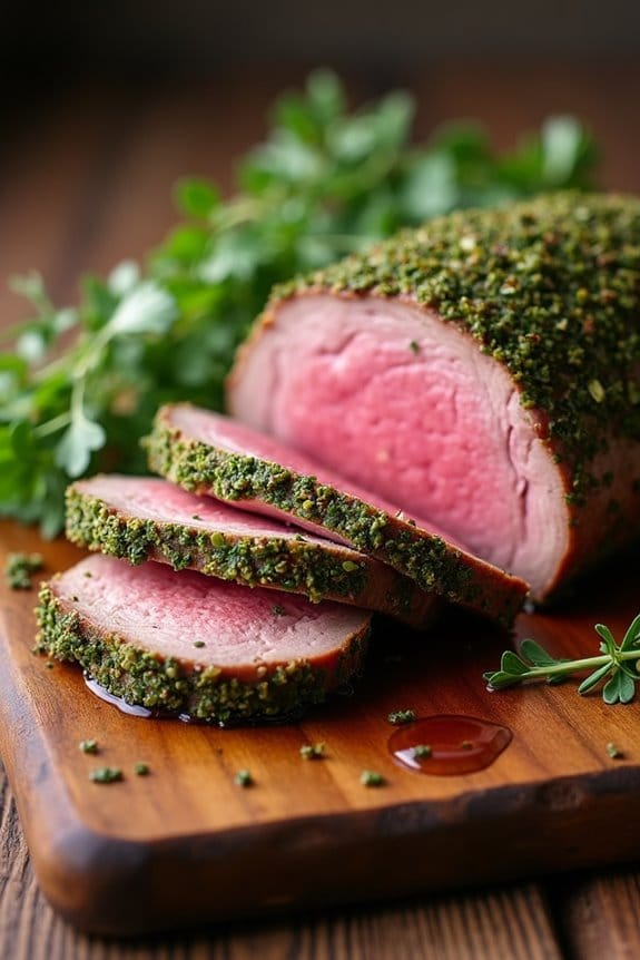herb crusted lamb leg preparation