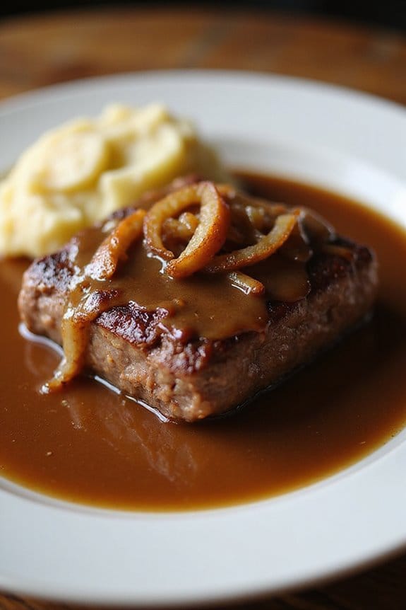juicy hamburger steaks simmered perfectly