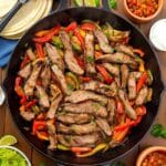 sizzling cast iron fajitas