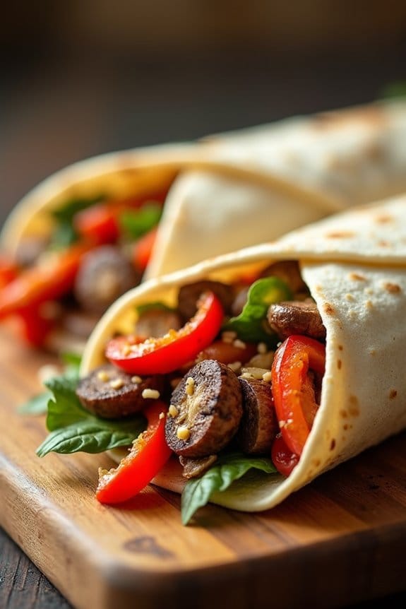 smoked sausage vegetable wraps