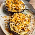 stuffed eggplant with cheddar