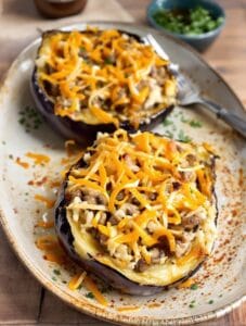 stuffed eggplant with cheddar