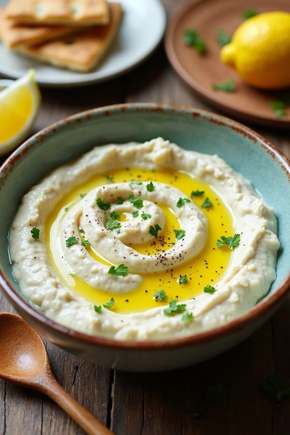 simple lemon garlic bean dip