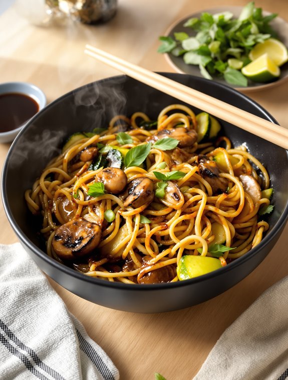 delicious mushroom hibachi noodles