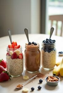 three variations of overnight oats