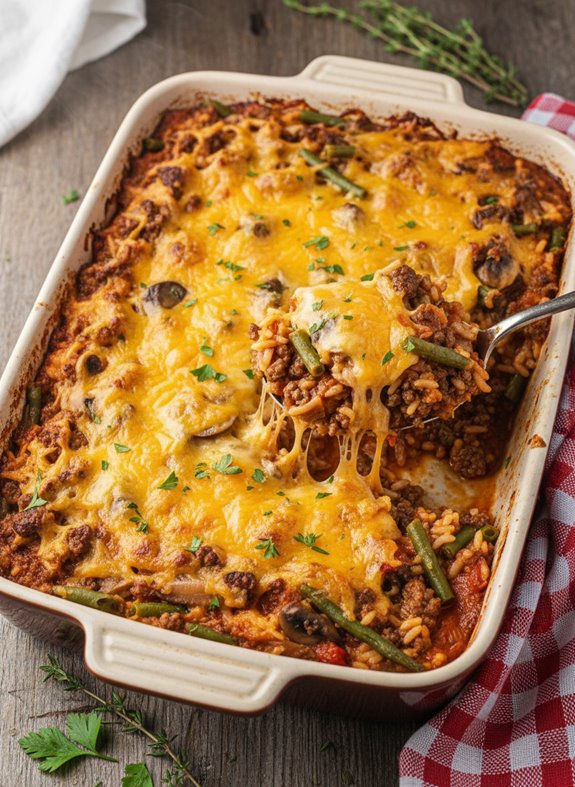 cheesy beef rice casserole