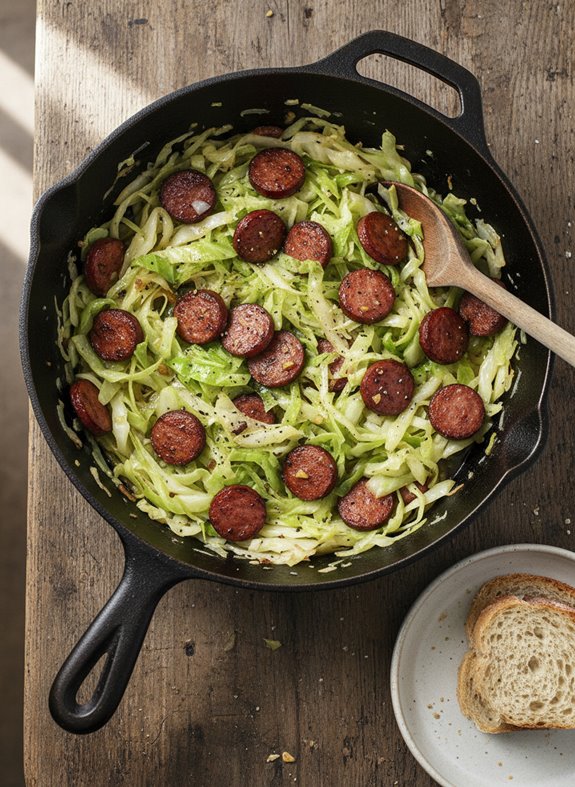 comforting sausage and cabbage