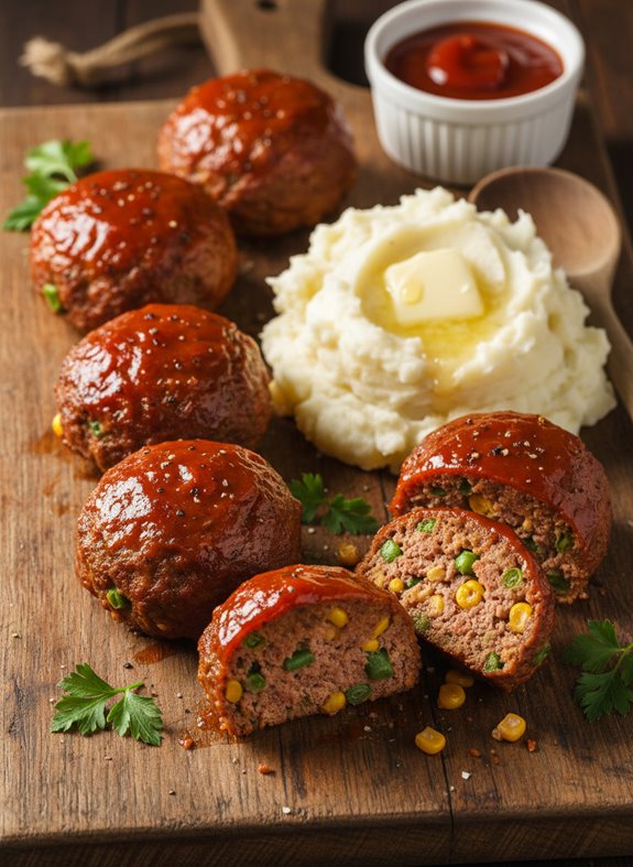 savory glazed mini meatloaf