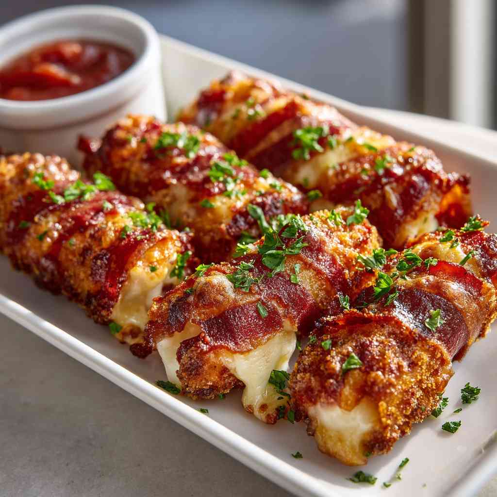 Crispy Bacon Wrapped Mozzarella Sticks variations