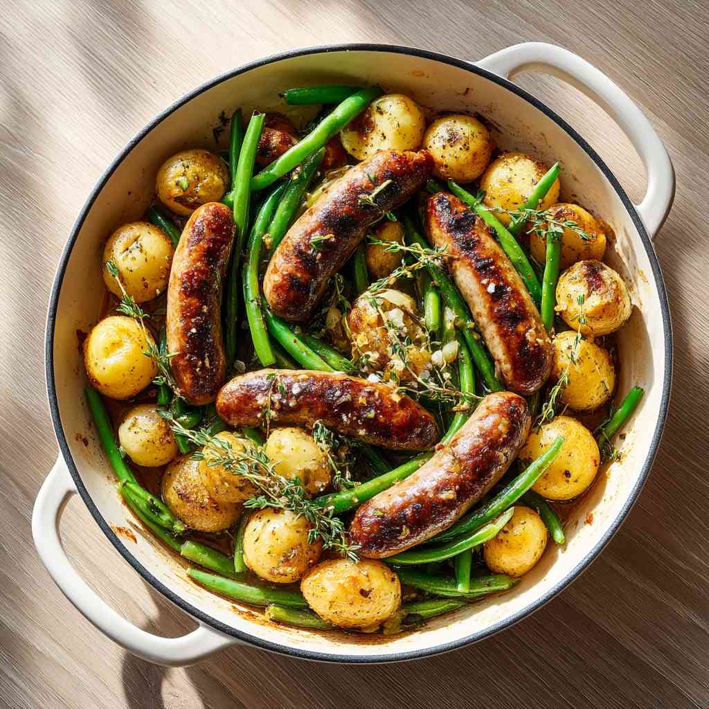 One Pan Sausage Green Beans and Potatoes variations