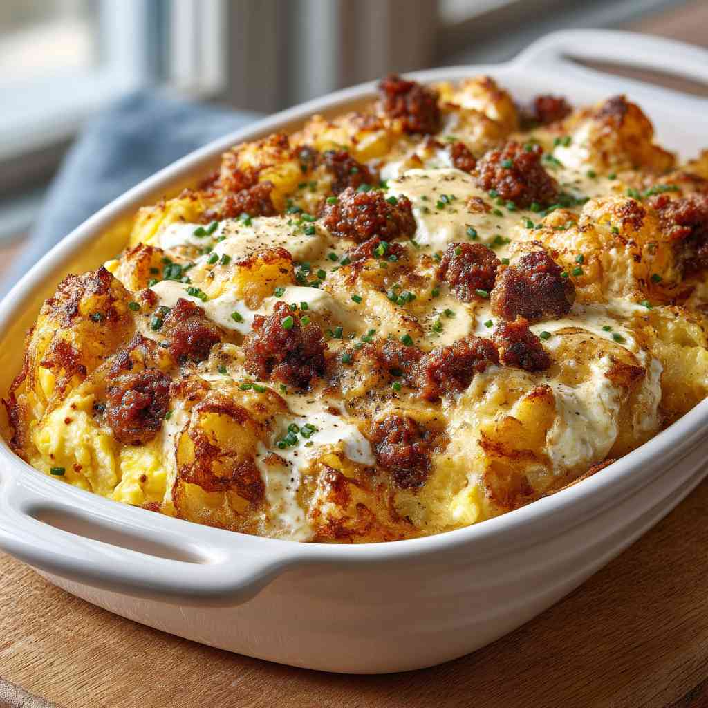 Sausage Egg and Cream Cheese Hashbrown Casserole variations