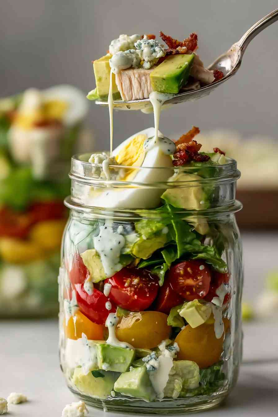 classic cobb salad in a jar variations