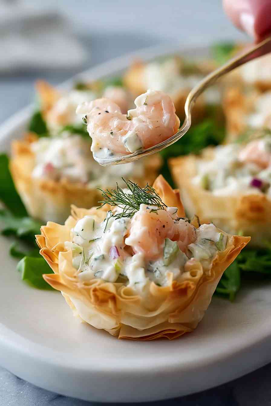garlic shrimp salad in phyllo cups variations